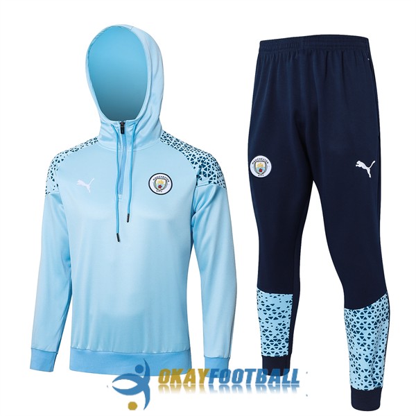 tracksuit hooded manchester city light blue 2023-2024