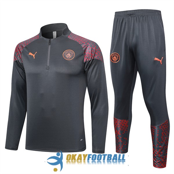 tracksuit zipper manchester city gray red (1) 2023-2024