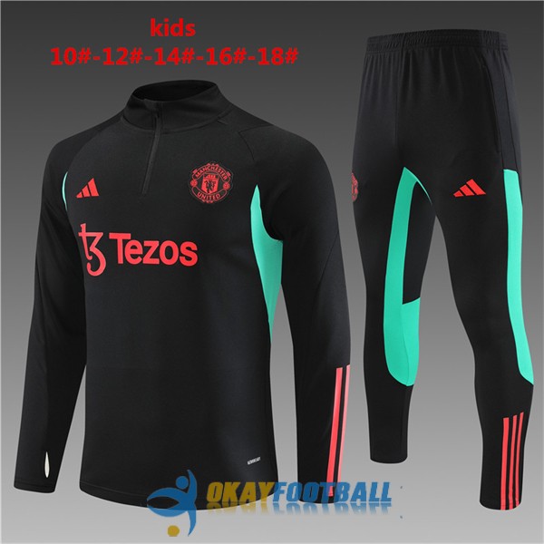 tracksuit zipper manchester united kid black green red 2023-2024
