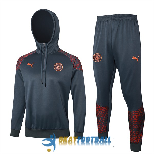 tracksuit hooded manchester city gray red 2023-2024