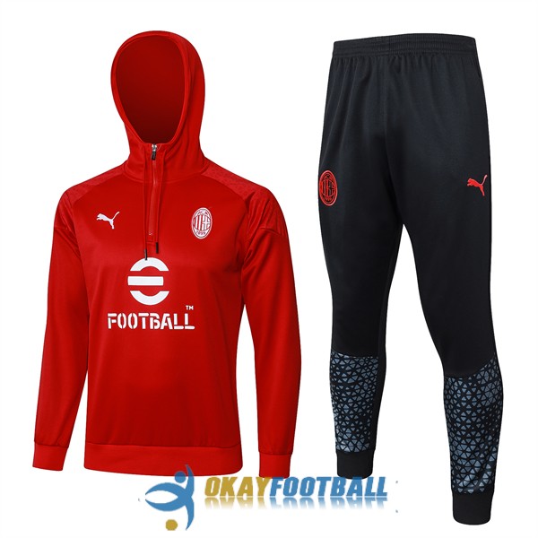 tracksuit hooded ac milan red 2023-2024