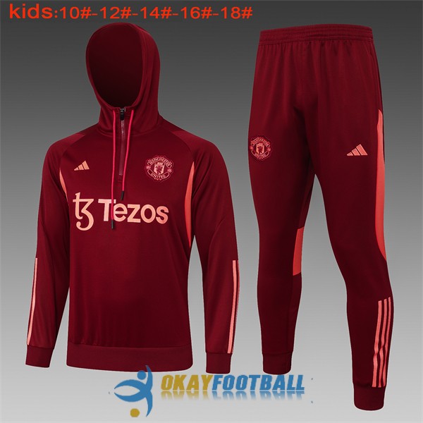 tracksuit hooded manchester united kid dark red 2023-2024