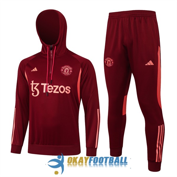tracksuit hooded manchester united dark red 2023-2024
