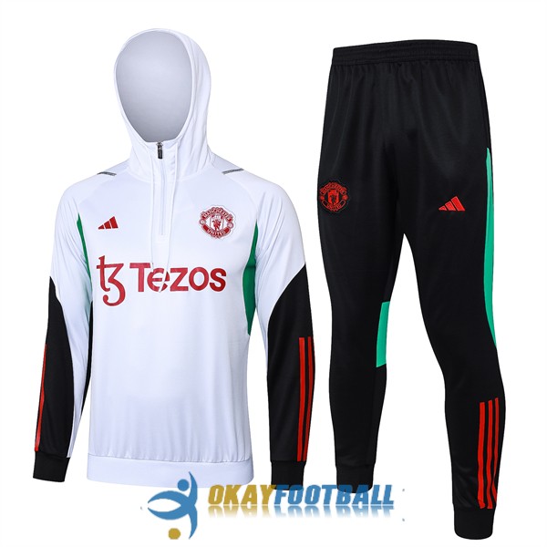 tracksuit hooded manchester united white green black red 2023-2024