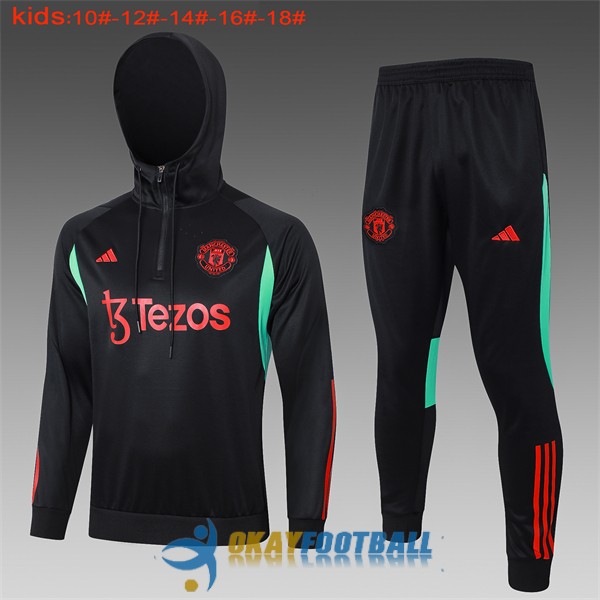 tracksuit hooded manchester united kid black green 2023-2024